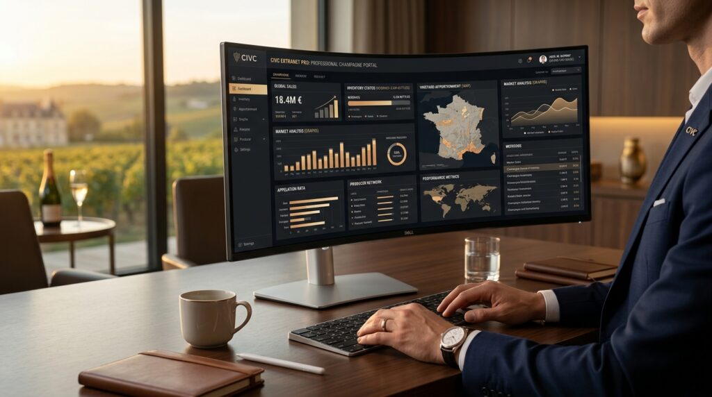 accédez au civc extranet pro, le portail sécurisé dédié aux professionnels du champagne pour gérer vos informations, commandes et actualités.